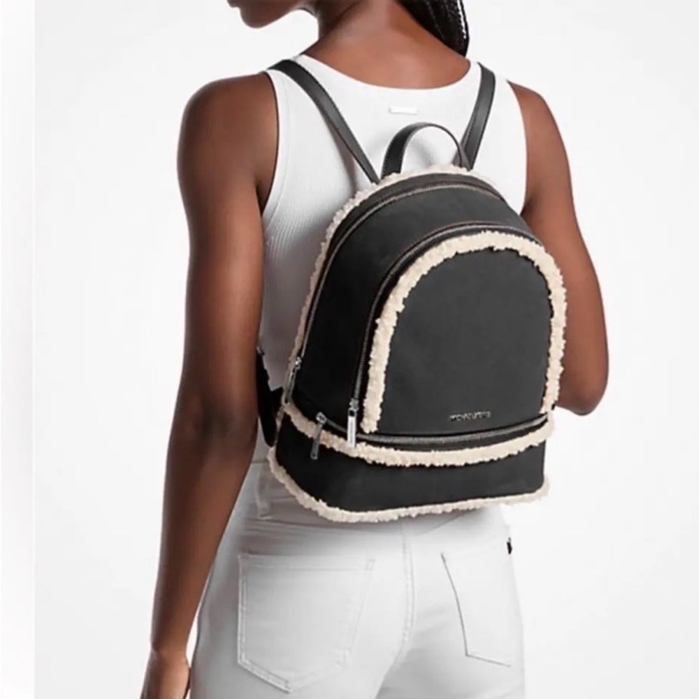 SOLD.   New Black & Faux Fur Michael Kors Backpack